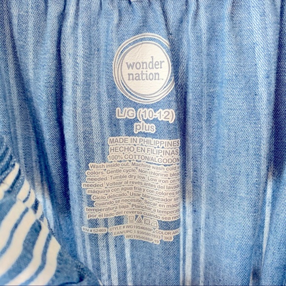 🏷️ Girls Plus Striped Ruffle Wide Leg Romper L 10-12 - Picture 8 of 8